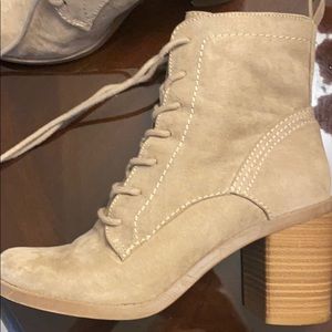 Tan suede heeled boots/booties